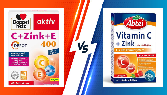 Doppelherz C + Zink + E và Abtei Vitamin C + Zink