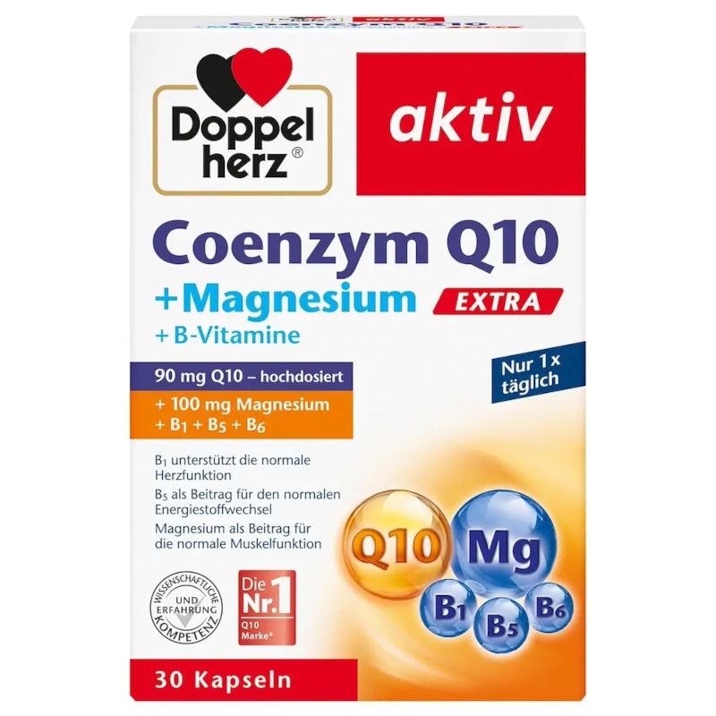 Doppelherz Aktiv Coenzym Q10 + Magnesium + Vitamin B – Hỗ trợ tim mạch và tăng cường năng lượng 1 Doppelherz Aktiv Coenzym Q10